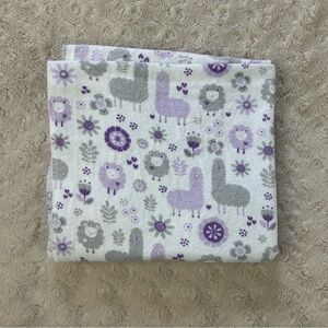 Trend Lab Llama Alpaca Baby Receiving Blanket Purple Gray White Sheep Floral